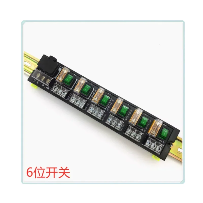 6-way AC/DC power distribution terminal block, branching terminal block, 2, 4, 8 multi position switch module, rail type