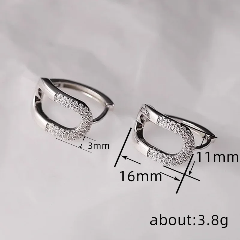 2026 New European and American Simple Geometric Ear Buckle Women\'s Fashion Personality Compact Half Circle Zircon Jewelry