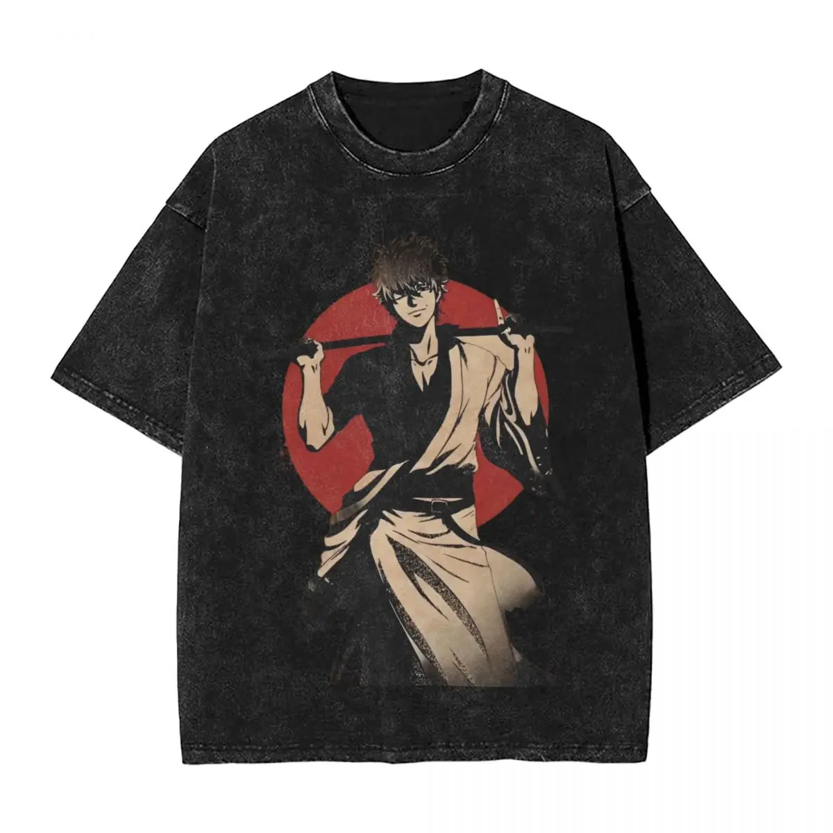 Washed T Shirts Gintama Adventure Samurai Vintage T-Shirts Harajuku Gintoki Streetwear Short Sleeve Summer Tops Tees Men Women