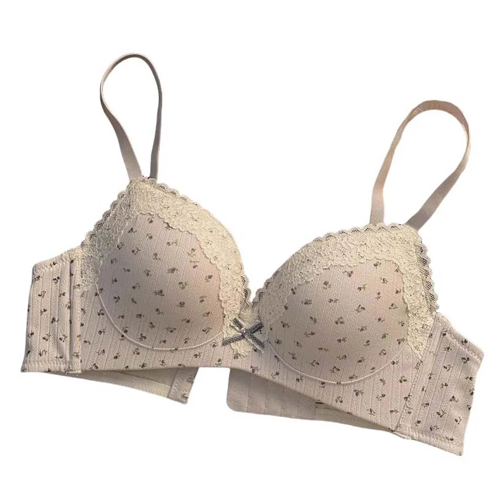 

Close-fitting Floral Wireless V Bra Anti-sagging Shockproof Brassiere for Women Lingerie Traceless Seamless Lace Bras Running