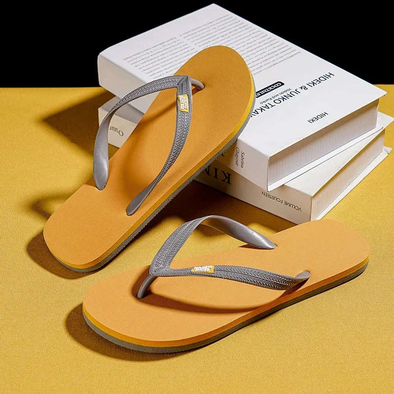 

Модные желтые повседневные тапочки, мужские шлепанцы, уличная летняя обувь, распродажа, нескользящие пляжные шлепанцы, мужские домашние тапочки chanclas hombre