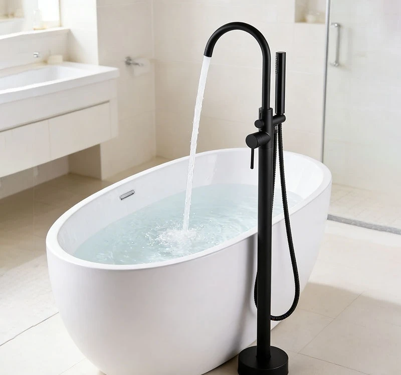Floor-to-ceiling bathtub faucet cylinder edge bathroom column basin wooden barrel hotel engineering set