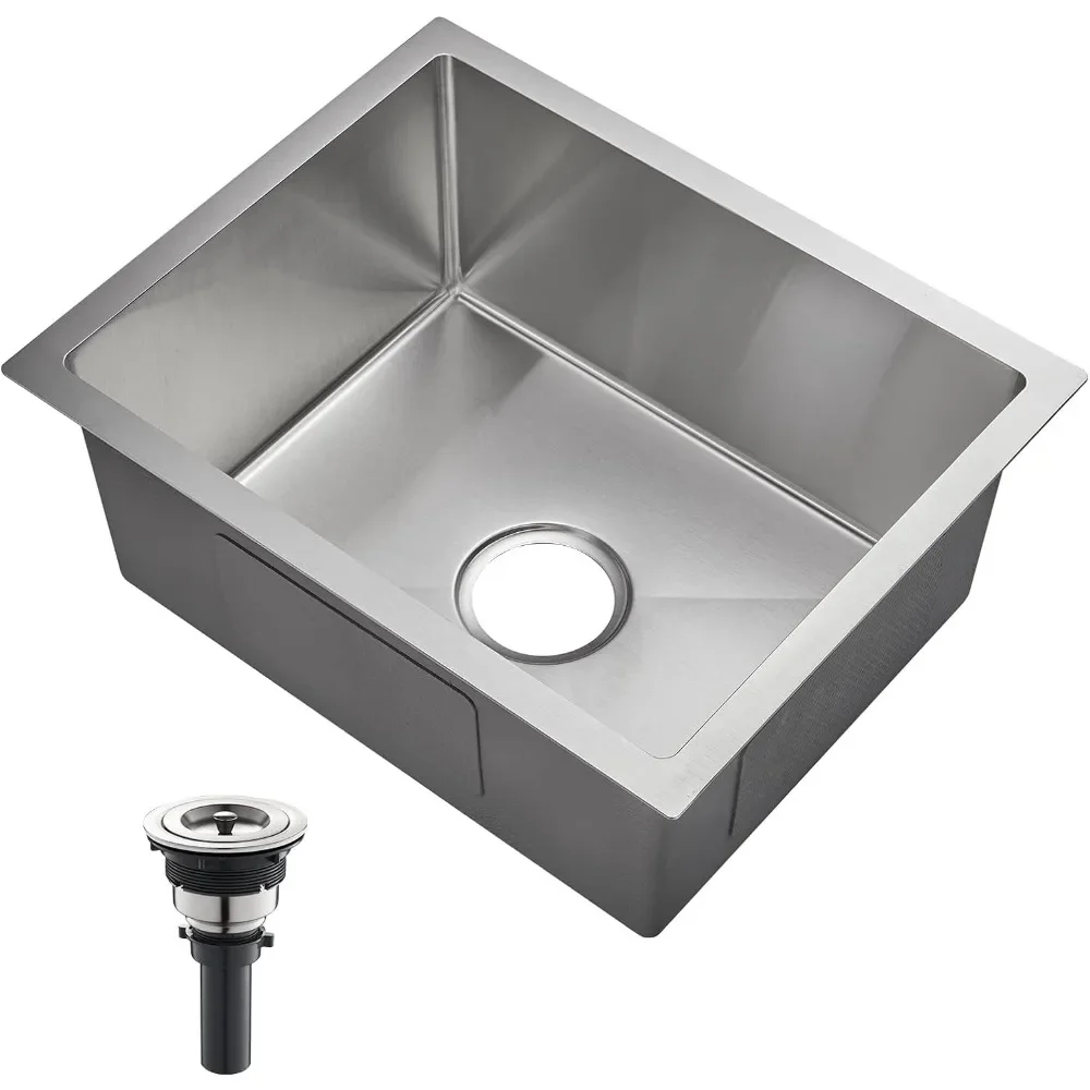 Imagem -02 - Undermount Kitchen Sink Retangular Apertado Radius Sink Única Tigela sob Montado Anti-noise 24x18x9 in Aço Inoxidável