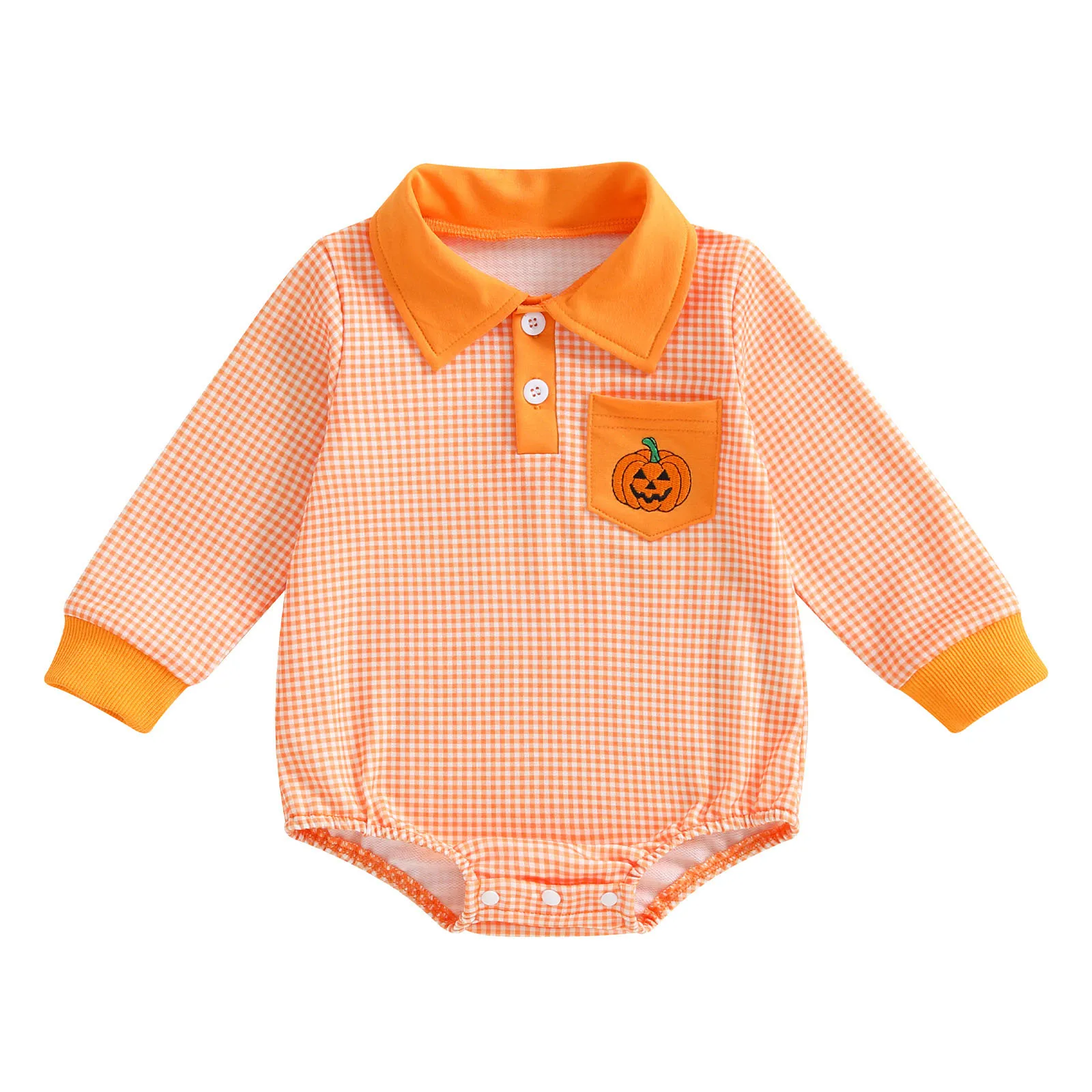 

Боди для маленьких мальчиков с длинными рукавами, одежда для маленьких мальчиков на Хэллоуин, клетчатый комбинезон на пуговицах с длинными рукавами, размер для маленьких мальчиков