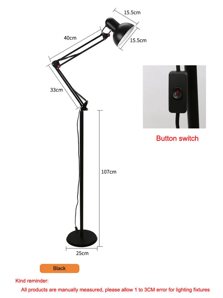 Long Arm American Iron Adjustable Floor Lamp Living Room Simple Personalized Sofa Side Bedroom Bedside Decoration Floor Lamp