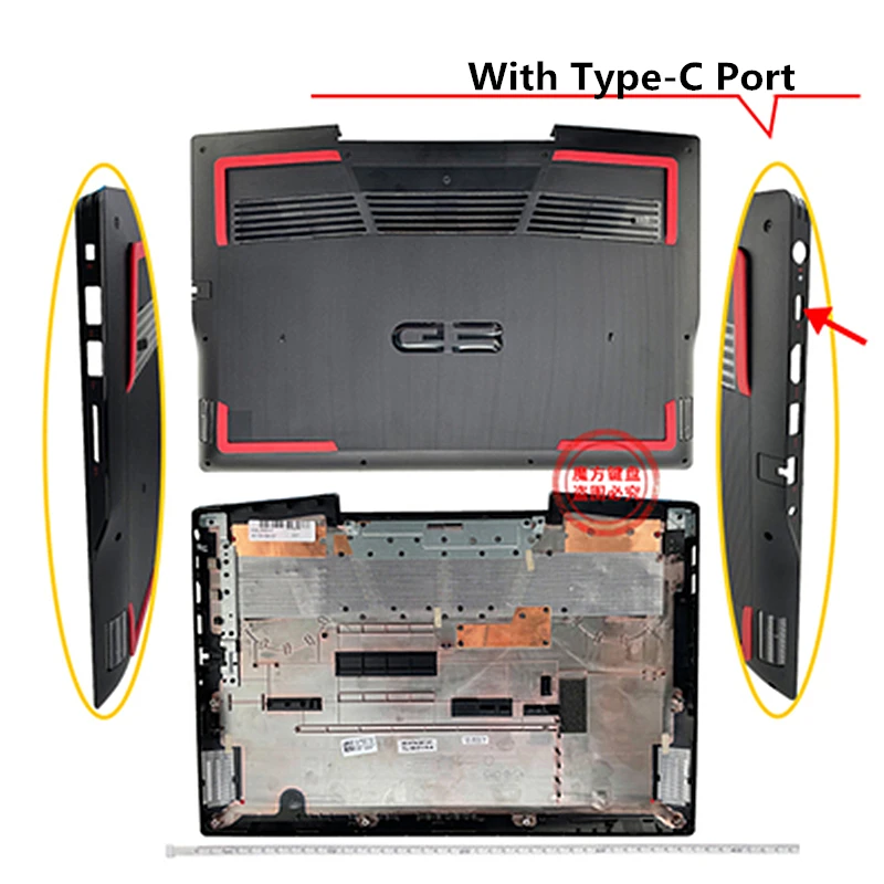 Imagem -06 - Nova Laoptop Topcase Palmrest Capa Superior Inferior Case Teclado Habitação para Dell g3 3590 Inferior Capa Base Carcaça