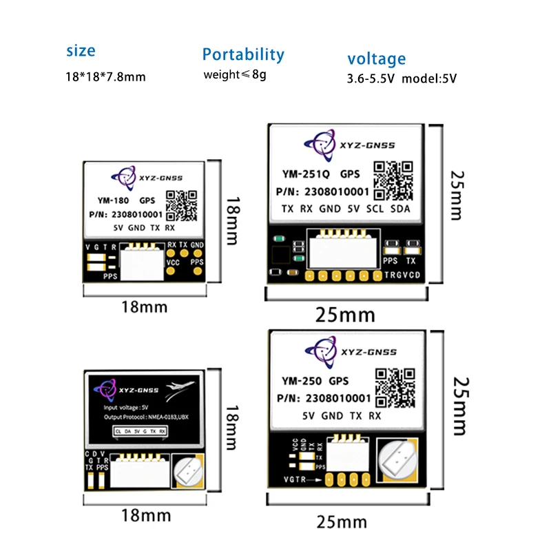 XYZ-GNSS Small Size Beidou GPS Module YM-181Q  Ceramic Patch Antenna with Compass Flash M10050 Flight Control Drone GNSS Module