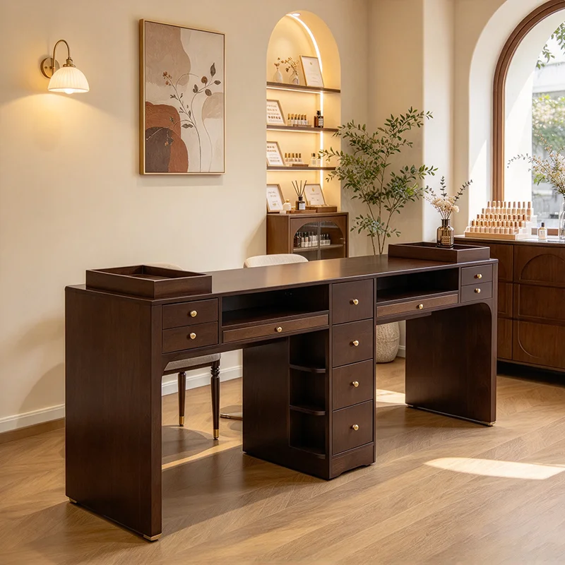 American Rustic Nail Table Retro Classic Minimalist With Drawers Nail Table Profesional Universal Mesa Uñas Manicura Furniture