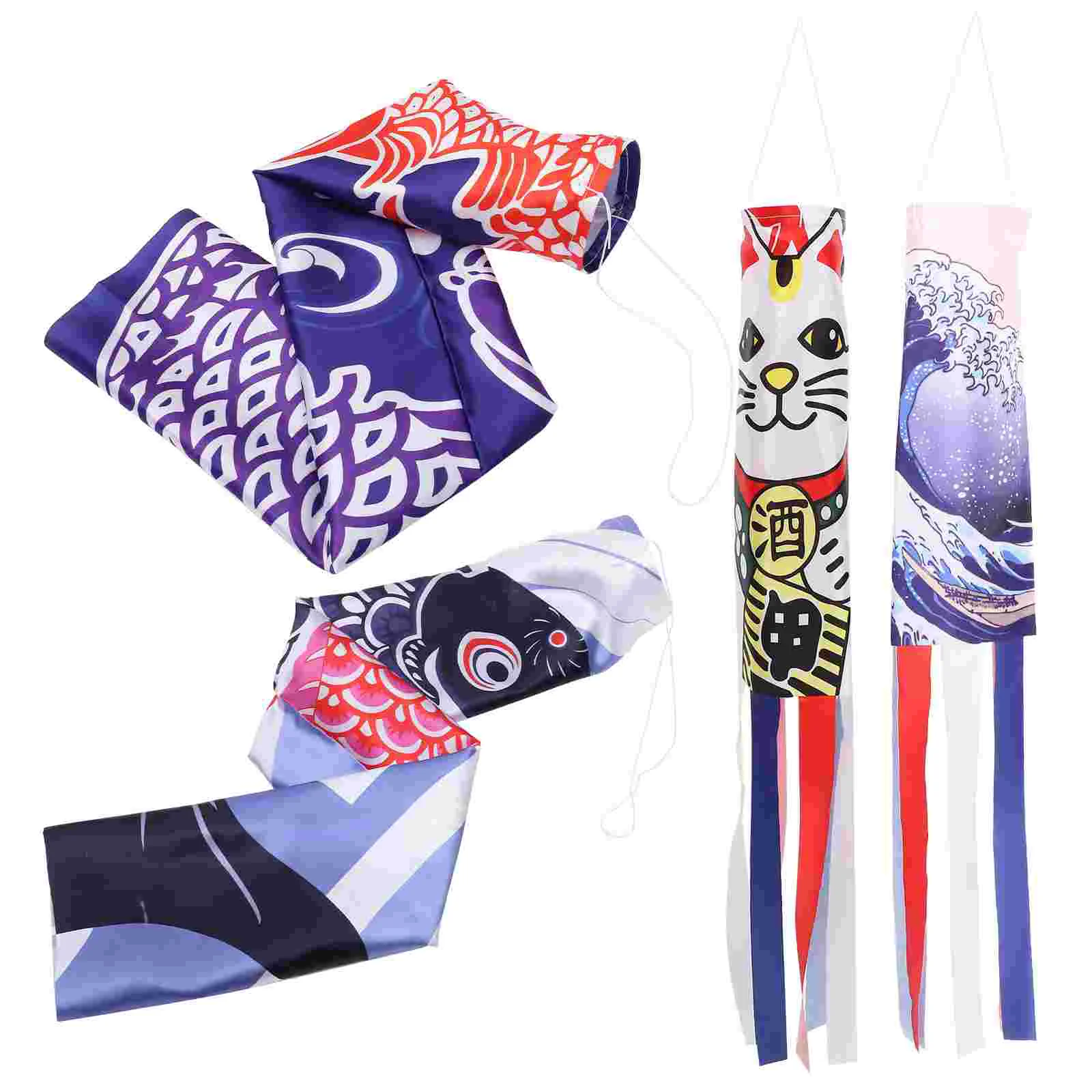 

4 Pcs Flags Carp Streamer Wind Outdoor Windsock Banner Japanese Restaurant Direction