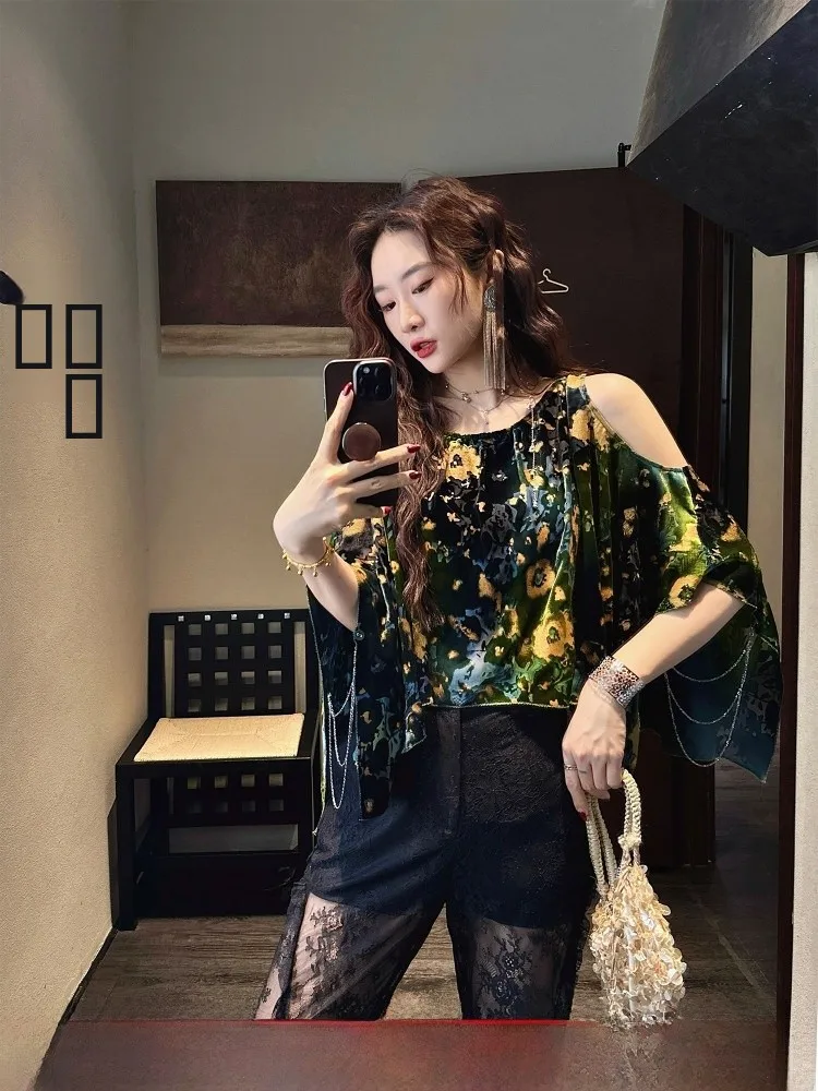 

Шелковый бархатный палантин с ручной росписью золотом, уникальный летний вариант для повседневной носки, свободный крой, молодежный узор, цветной