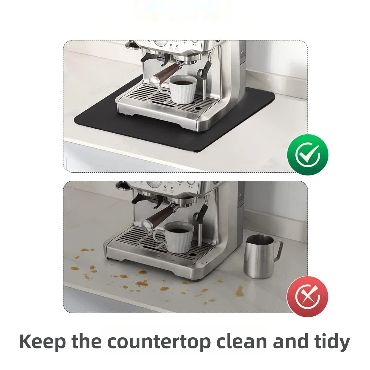 Anti Slip Bottom Mat for Small Medium Coffee Machine with Rubber Cloth Material for Stable Brewing and Heat Resistance