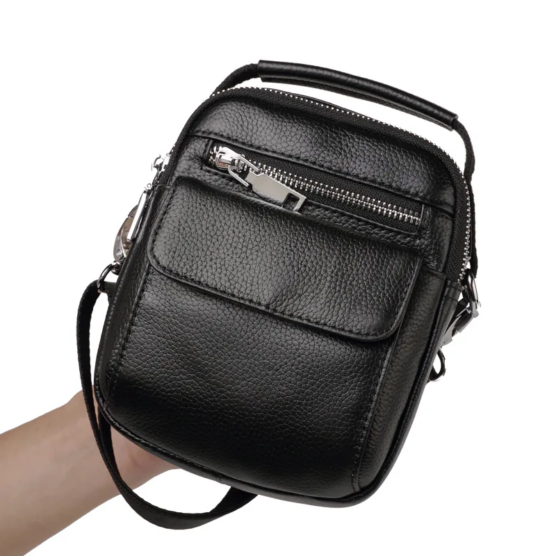 Men's Genuine Messenger Luxury Man Leather Men Bag Shoulder Mini Casual Crossbody Fashion Small Backpack Student Porte Document