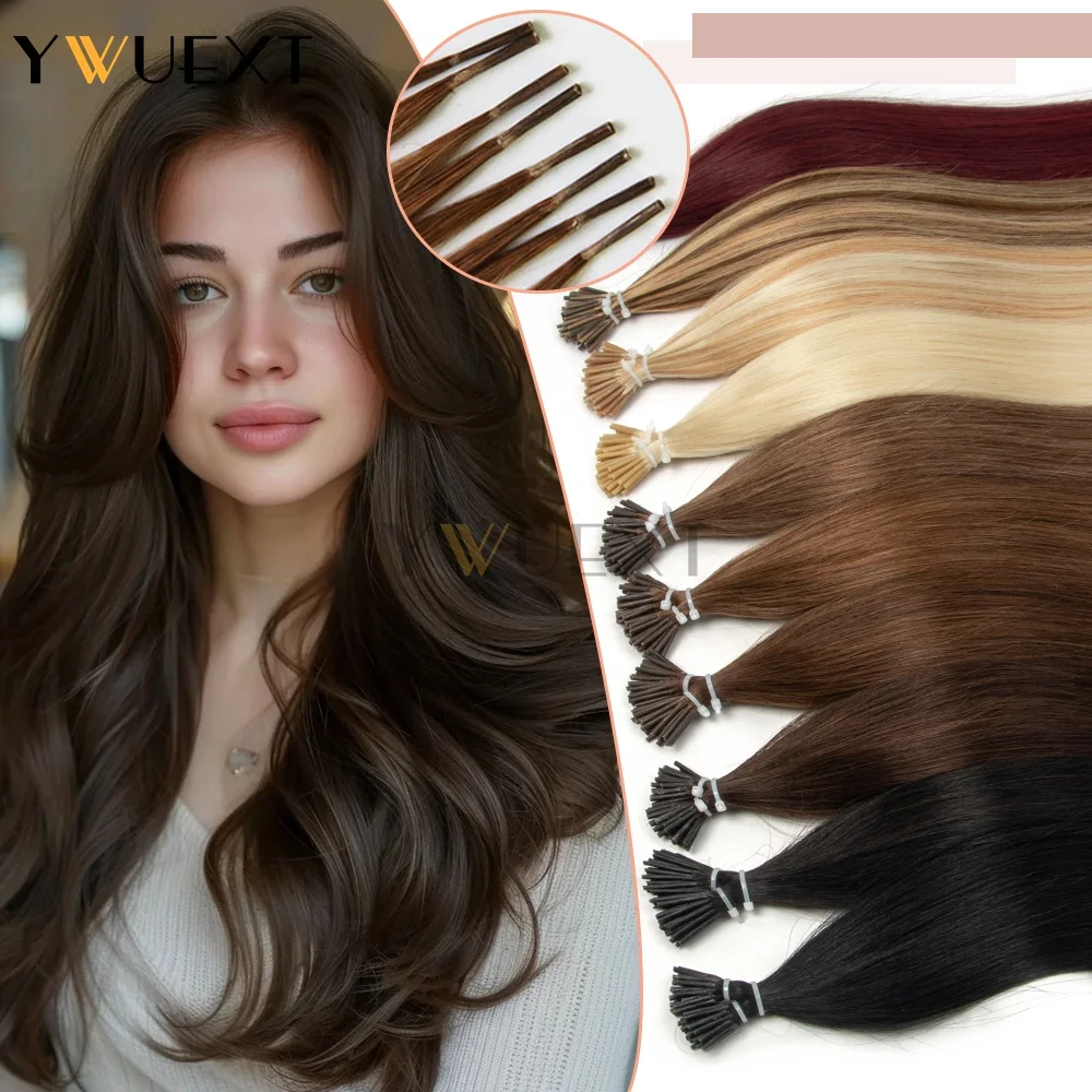 

Invisible I Tip Human Hair Extensions 50 Strands Thin Keratin Capsule I Tip Hair 12inch-20inch 30g/pack No Rings for Women