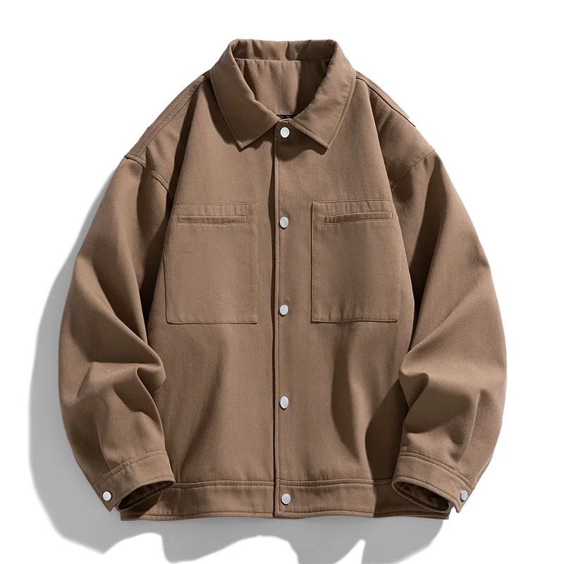 

Мужская куртка с воротником-стойкой в американском стиле ретро, винтажная рабочая одежда, весенне-осеннее пальто, ветрозащитное свободное пальто, повседневная верхняя одежда, уличная одежда