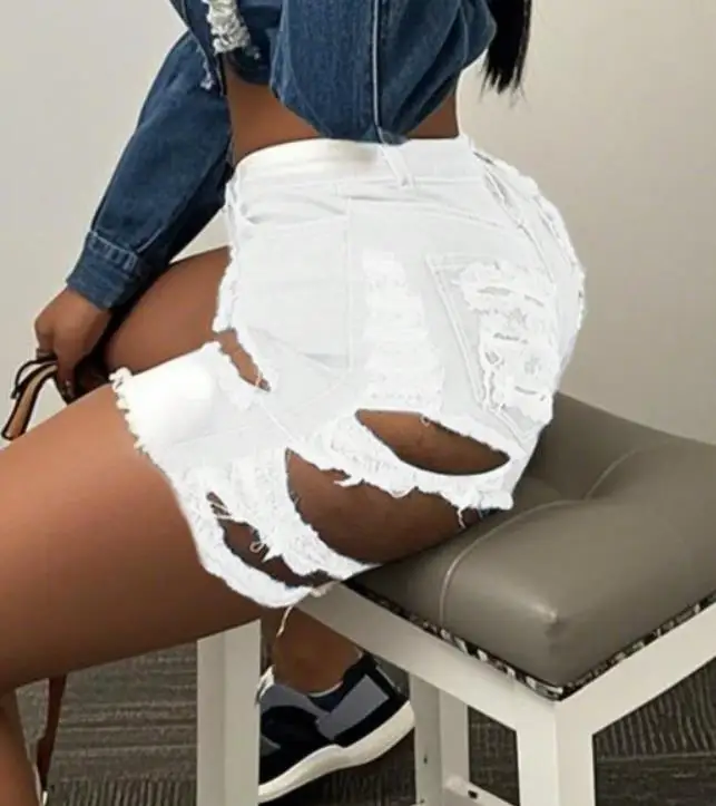 

Women's Casual Ripped Tight Denim Shorts Female Vintage Short Jeans High Street Style Women Fashion Slimming Shorts