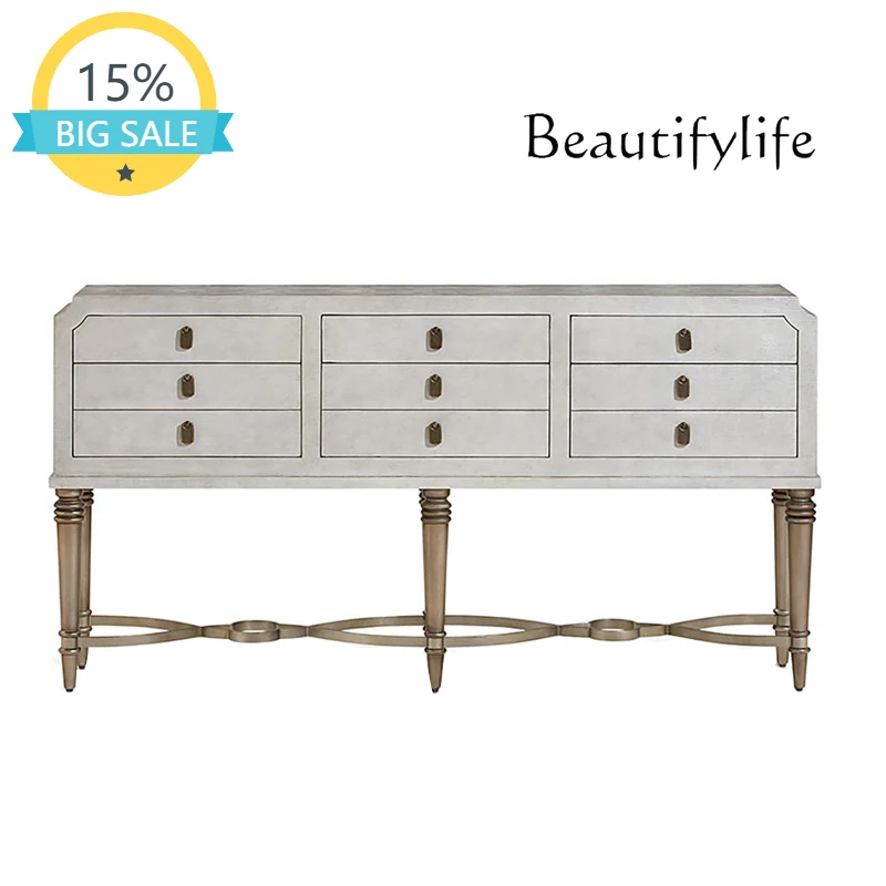 

BJ Neoclassical Entry Door Cabinet Light Luxury Partition Cabinet Living Room Metal Stainless Steel Decorative Cabinet Custom