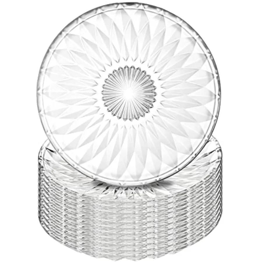 

Набор из 12 хрустальных стеклянных тарелок для салата, 8-дюймовые круглые прозрачные десертные тарелки для фруктов, закусок, ресторанные сервировочные тарелки для вечеринок, элегантные