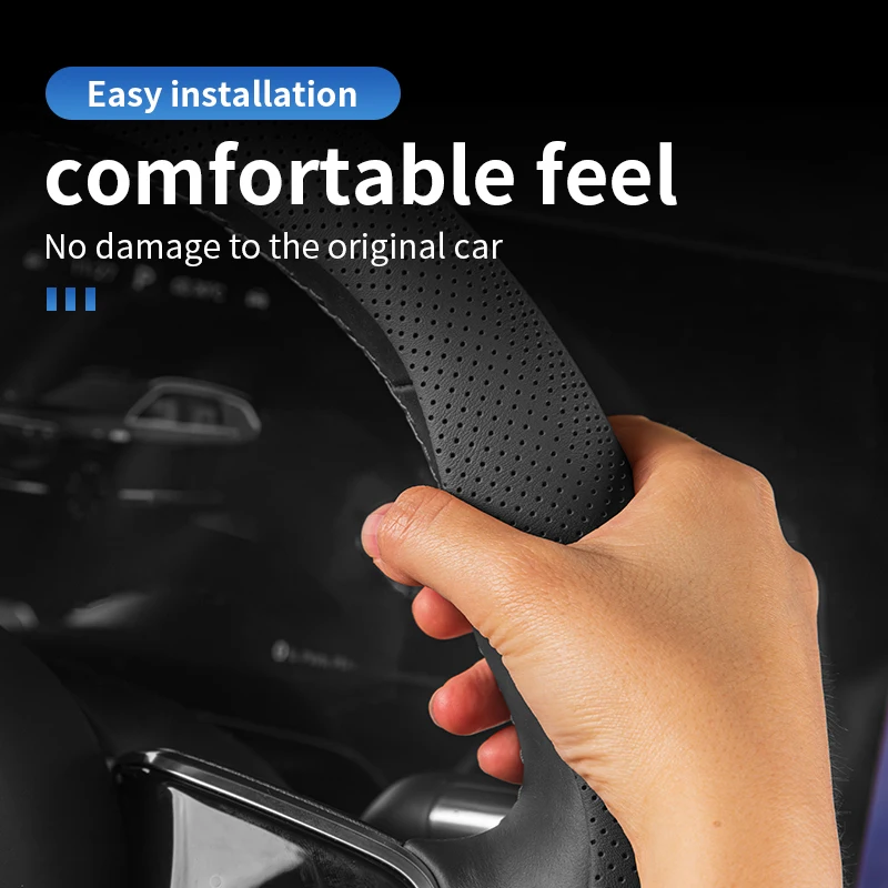 

Nappa Leather Car Steering Wheel Cover with Comfortable Grip for Mercedes GLA/GLB/GLC/GLE/GLS/CLA/C-coupe/E-coupe/SLK/SL