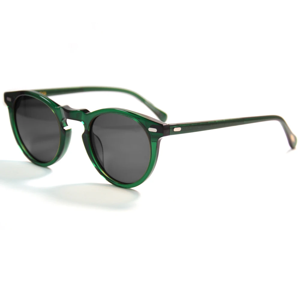 Trending Gregory Peck OV5186 Circle Transparent Agate Green Frame Polarized UV400 Sunglasses Retro Round Sundown Fade Eyewear