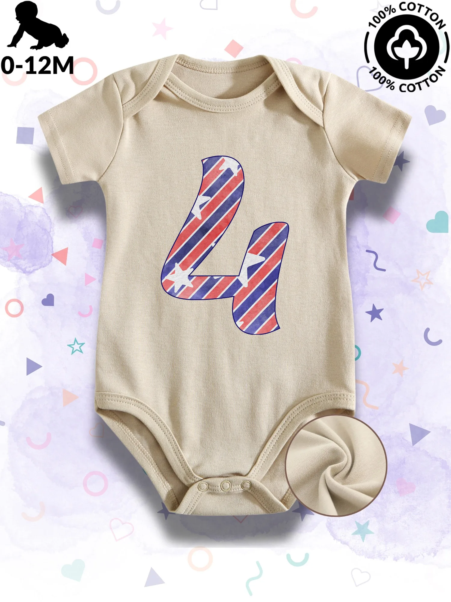 

Детский комбинезон унисекс с эффектом потертости, патриотический дизайн, 100% хлопок, мягкий, всесезонный, бежевый, для ползания, 190 г/м²