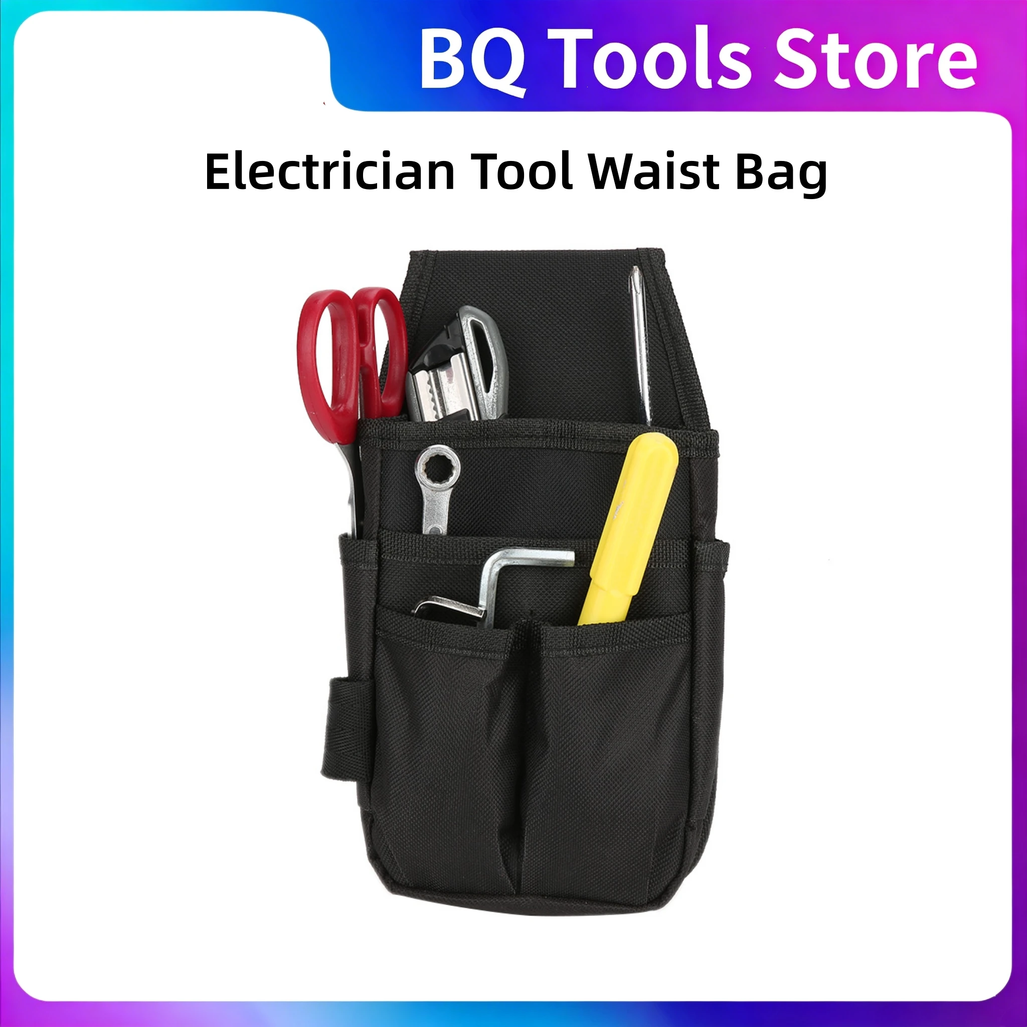 Multiple Pockets Portable Electrician Tool Waist Bag Hardware Tools Pouch Bag Made Of 600D Polyester