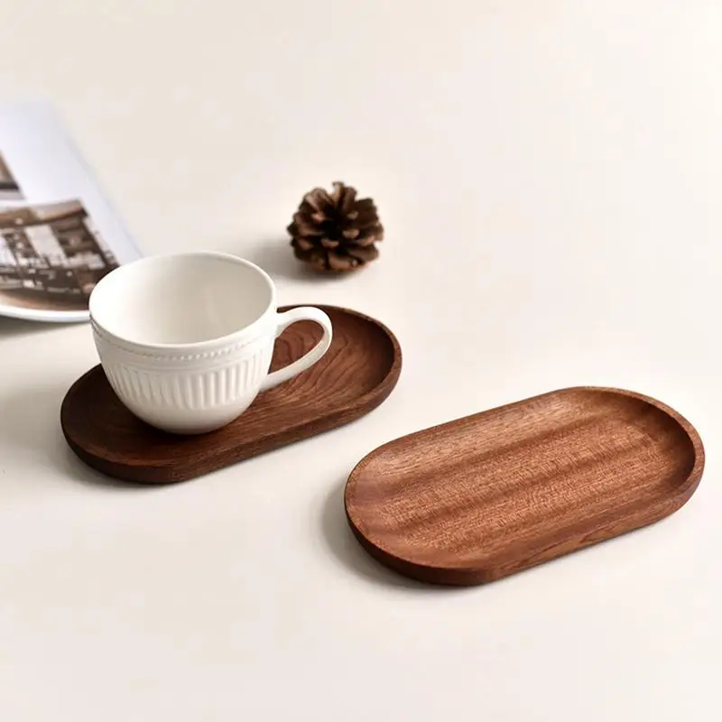 Wood Serving Platter Oval Wooden Decorative Serving Tray Natural Wood Counter Tray for Restaurant Home Coffee Shop Work