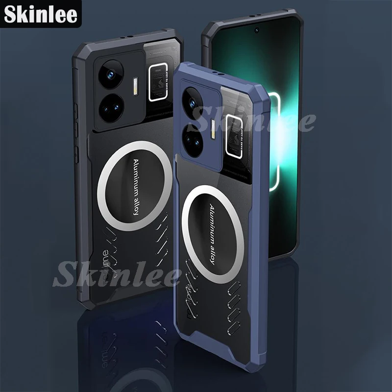 

Skinlee Case For Realme GT 3 Clear Heat Dissipation Car Magnetic Attraction Shell For Realme GT Neo 5 C55 Back Cover