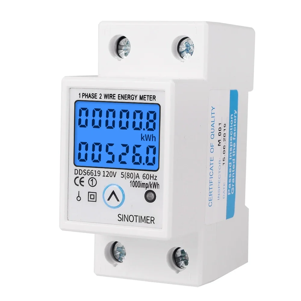 220V AC 110V Digital Single Phase Reset Zero Energy Meter kWh Voltage Current Power Consumption Meter Wattmeter Din Rail 80A