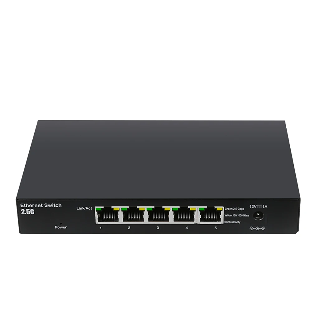 Imagem -02 - Poe Ethernet Switch 12v 1a Portas Gigabit Hub Divisor de Internet Plug And Play 100 1000 2500mbps Portas Rj45