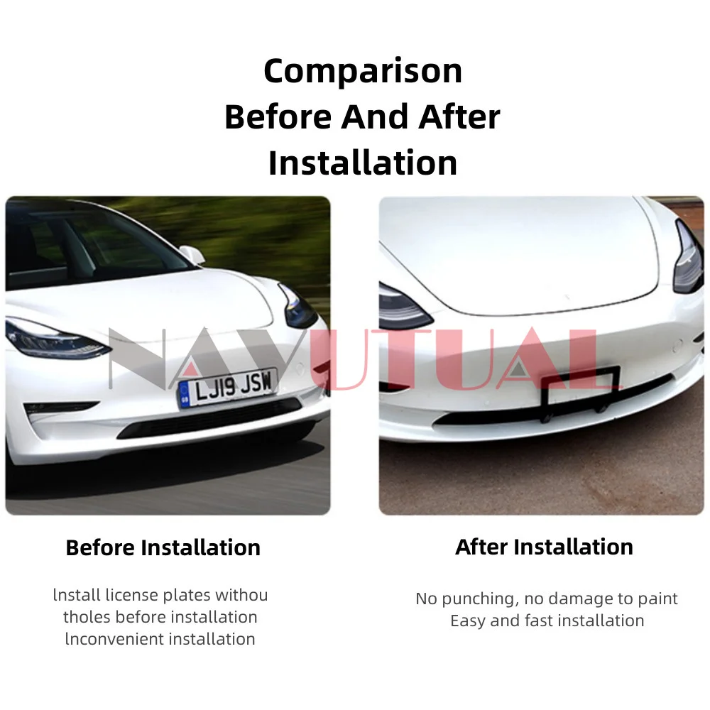 For Tesla Model 3 Y New Energy License Plate Frame Side Car Front Modification Accessories Artifact Parts American Standard