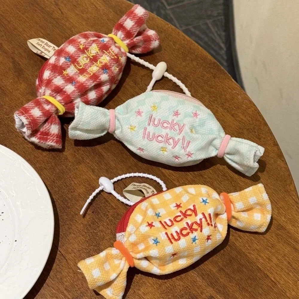 

Lightweight Sweet Candy Design Coin Purse Star Anti-lost Lipstick Earphone Bag Plaid Pendant Sugar Shaped Decorative Bag Outdoor