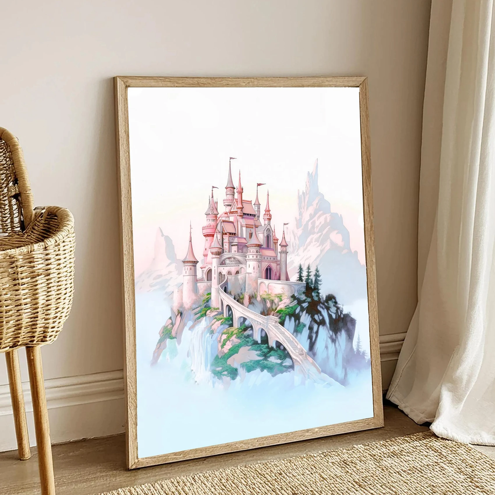 

Disney Princess Belle Castle Wall Decor Baby Room Wall Decor Fairy Tale Girl Room Decor Beauty and the Beast Wall Art Poster