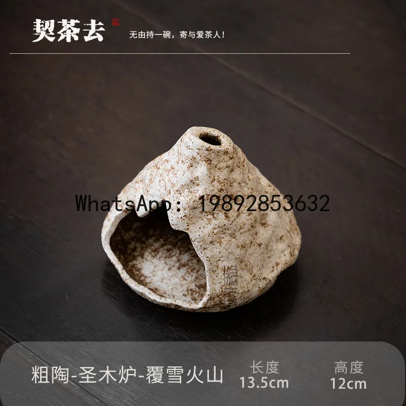 Holy wood and holy grass small fireplace burning stove tray living room tea table incense burner ignition ceramic incense burner