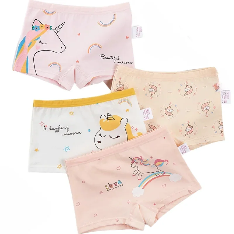 4 Stück Mädchen niedlichen Einhorn Print Höschen Kind Baumwolle weiche anti bakterielle Schlüpfer 2 y kleine Kinder Unterwäsche dünne atmungsaktive Slips