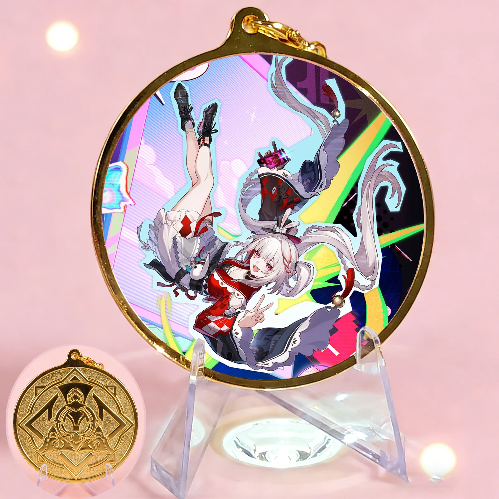 

Honkai Star Rail Sparxie Keychain Sparkle Hanabi Commemorative Coin Metal Alloy Pendant Masked Fools Game Character Anime Gift