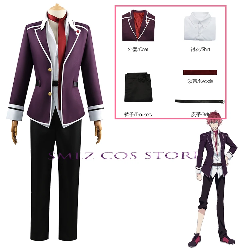 Sakamaki Ayato Cosplay Anime Diabolik Lovers Costume School Uniform Coat Pants T-shirt Wig Set Halloween Party Outfit for Men