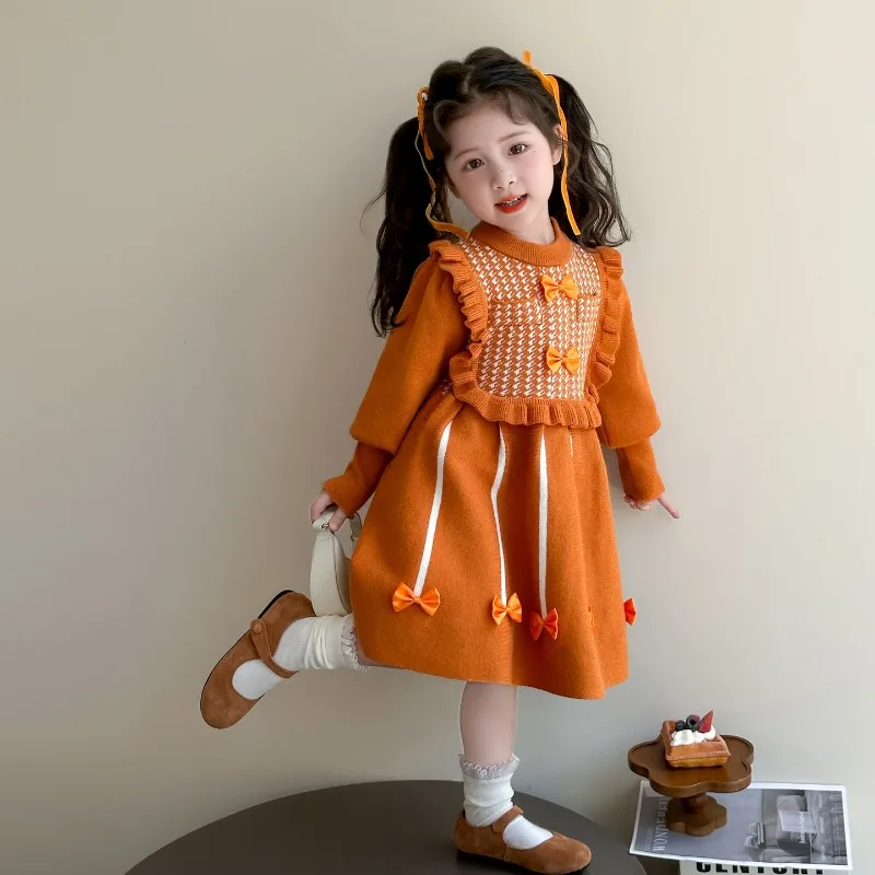 

Girls' Plaid Sweater Dress Autumn/winter 2025 New Children's Korean Fashionable Little Girls' Fashion Knitted Skirt