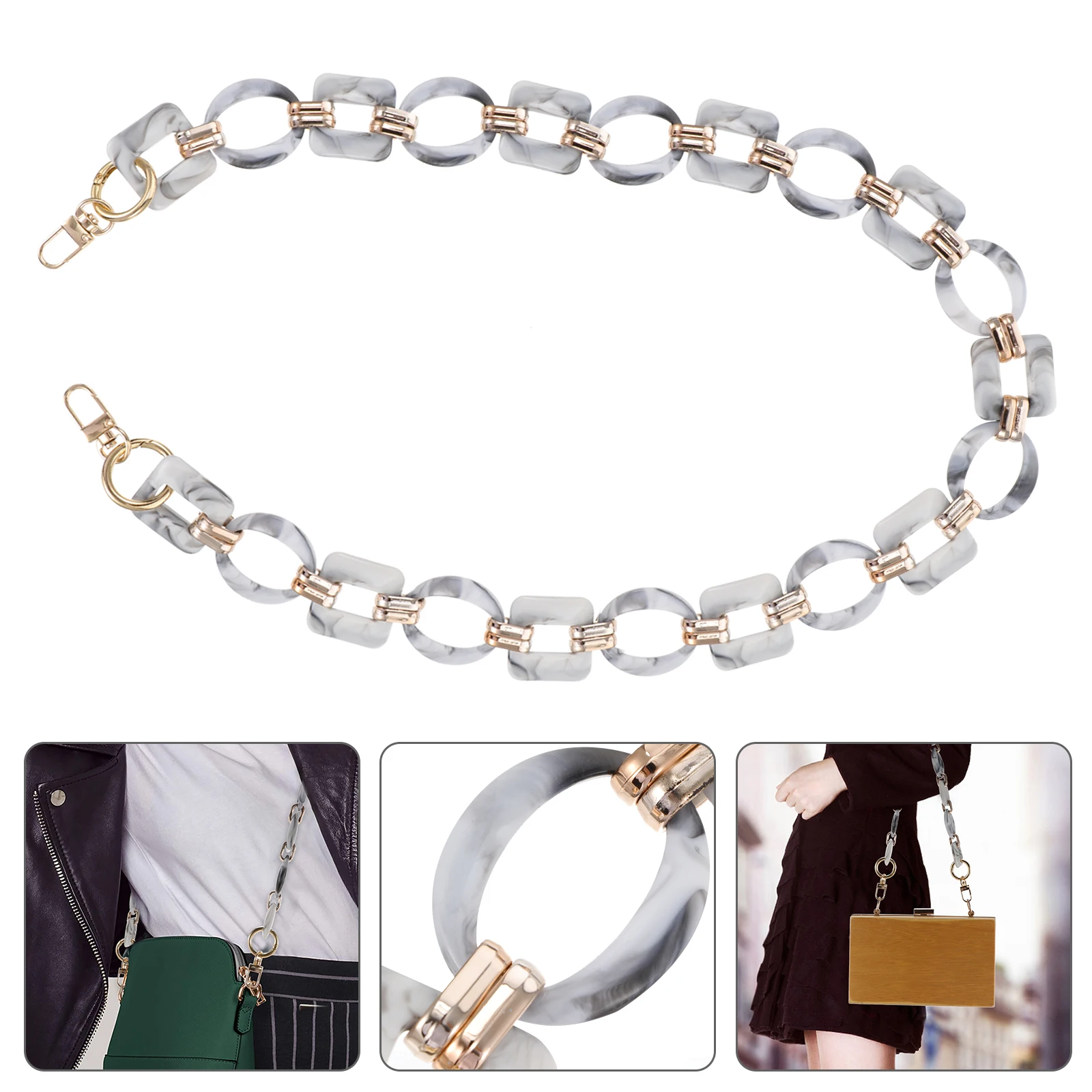 

Resin Bag Chain Retro Style Decorative Strap Replacement for Handbag Purse Detachable Short Chain Women Fashion Accessory