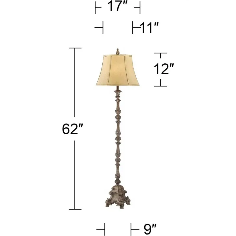 Lampu lantai kayu lampu vertikal Retro pedesaan Amerika lampu lantai kamar tidur atmosfer ruang tamu