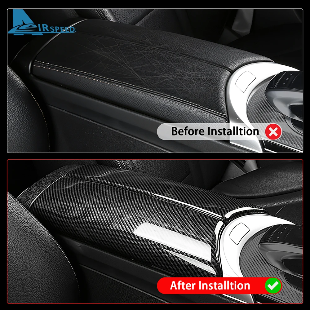 ABS Car Center Console Armrest Trim Cover For Mercedes Benz C Class W205 GLC X253 2015 2016 2017 2018 2019 2020 2021 Accessories