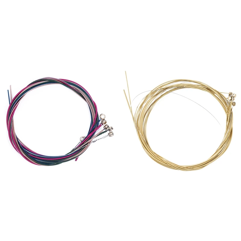 1 Set Rainbow Colorful Color String For Acoustic Guitar & 6 Pcs E, A, D, G, B, E Nickel Plated Steel Guitar Strings Set