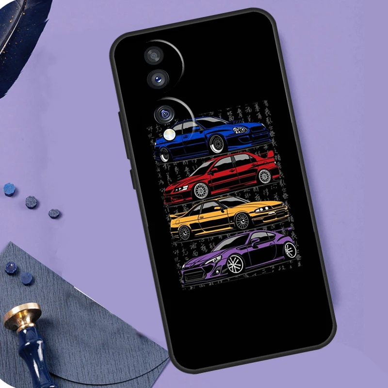 Sports Car JDM Tokyo Drift Case For Honor Magic 6 Pro Magic 5 Lite 50 70 90 Lite X6 X7 X8 X9 X6a X7a X8a X9a X8b X9b
