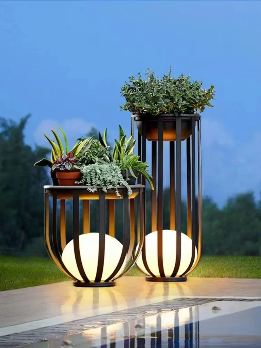 

Solar garden lawn light outdoor flower stand pot villa terrace home floor lamp anti-balcony water decorative lamp