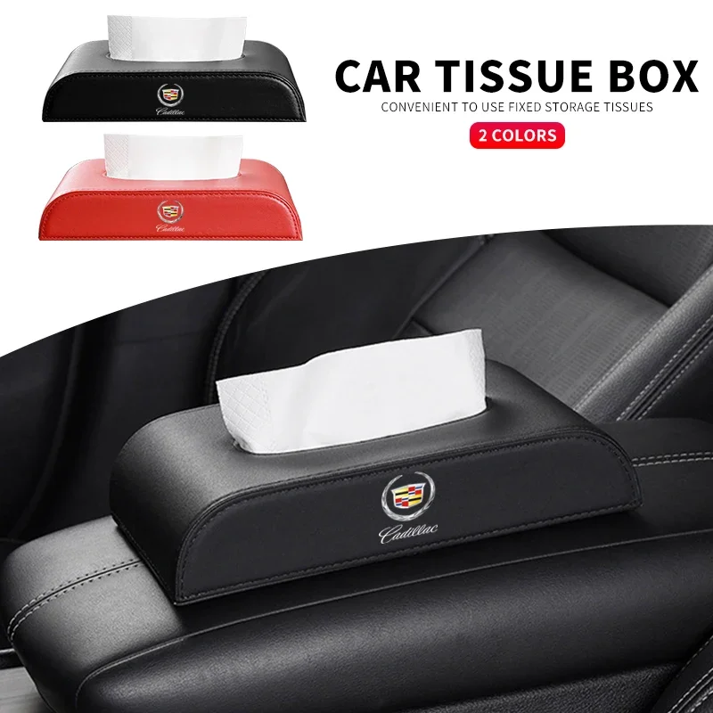 Caja de pañuelos para coche tipo asiento de consola central de cuero para Cadillac ATS BLS CT4 CT6 CTS ESCALADE STS XLR XT4 XT5 XTS SLS