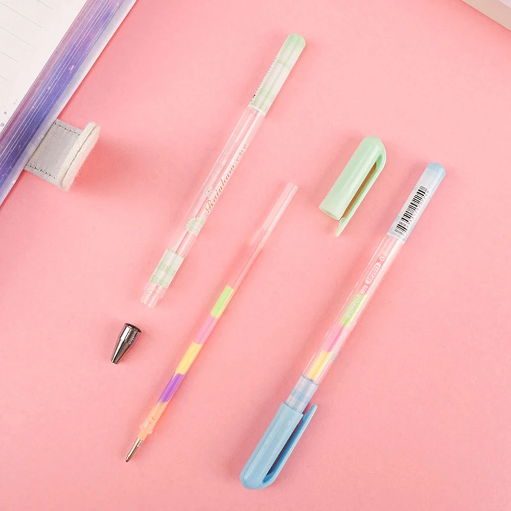 6Pcs Creative Korea Stationery Beautiful Colorful Rainbow Gel Pens Fashion Office School Supplies Writing Pens Painting Pen