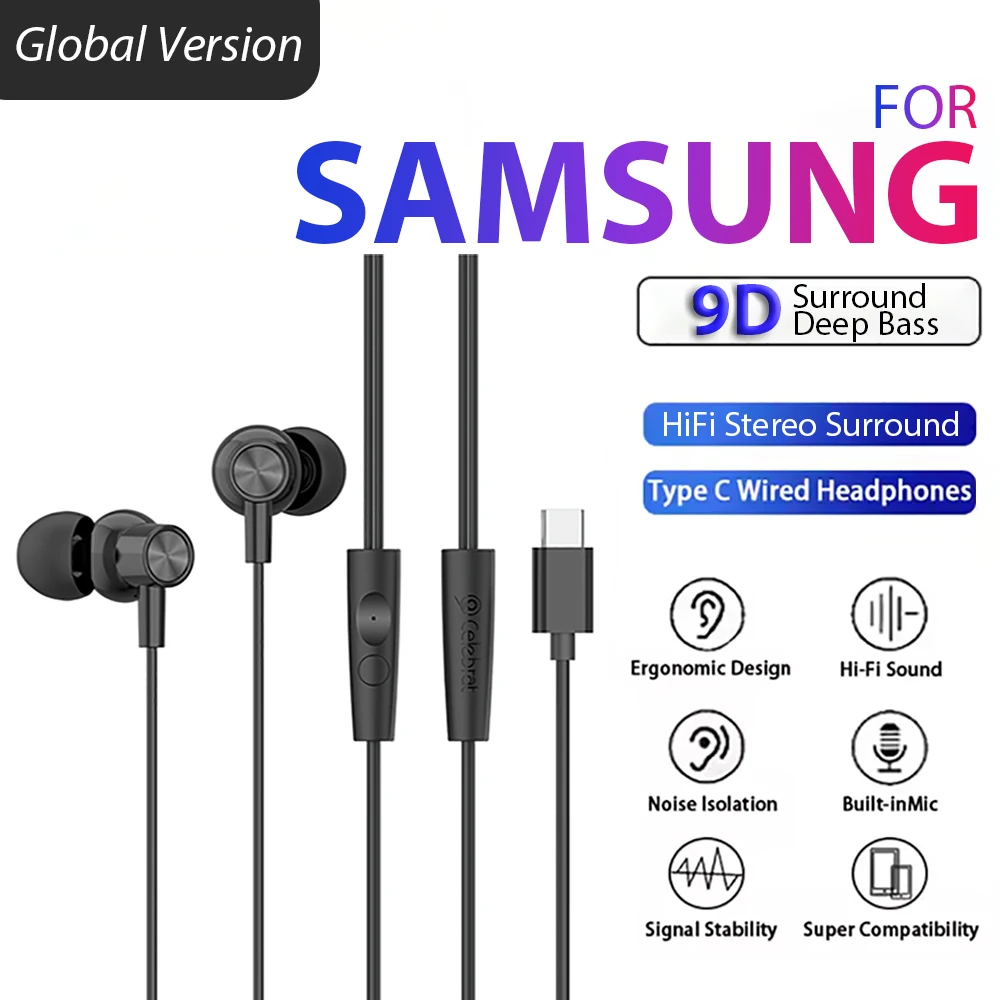 Для наушников Samsung HiFi объемный звук-вкладыш типа C с проводным управлением Проводные беруши для Galaxy S24 S23 S22 Ultra Xiaomi Для наушников Samsung HiFi объемный звук-вкладыш типа C с проводным управлением Проводные беруши для Galaxy S24 S23 S22 Ultra Xiaomi