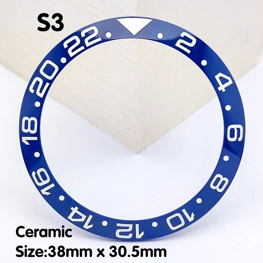 38mm Ceramic Bezel GMT Diving Bezel Watch Insert Fits 40mm Men\'s Watch Replacement Parts Watch Bezel Arabic Numerals Bezel