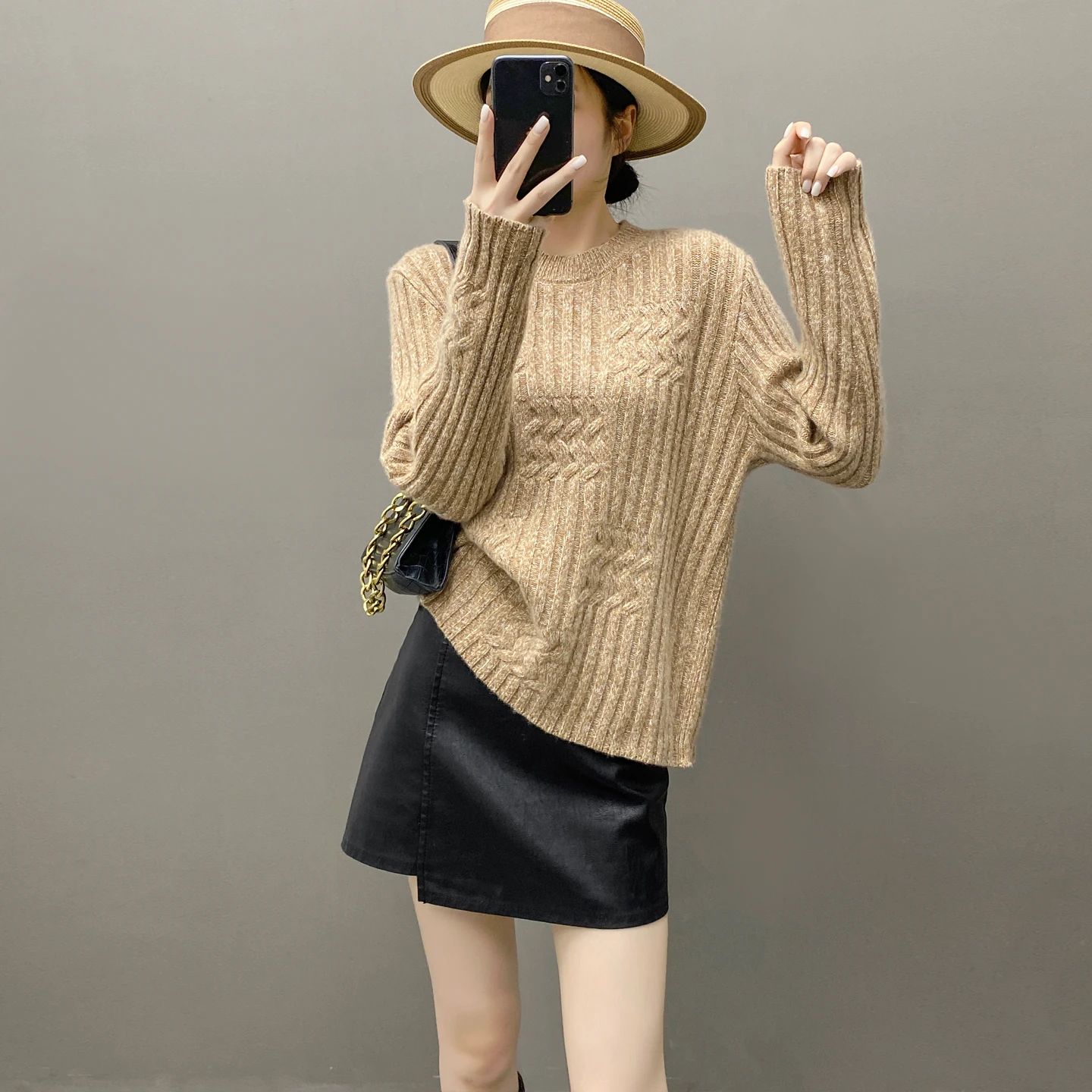 الموضة الأساسية 100% الكشمير بلون س الرقبة سترة ناعمة طويلة الأكمام البلوز الدافئة لطيف مريحة الملابس النسائية