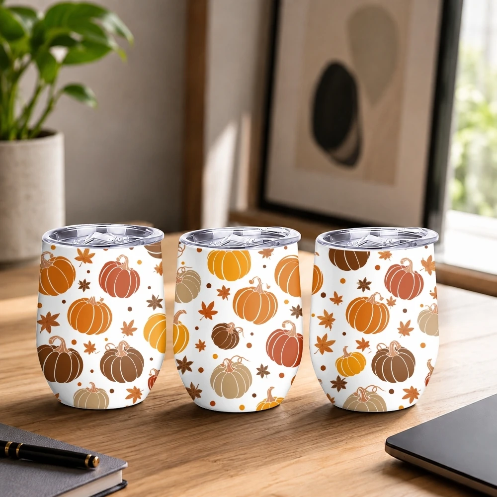 Spooky Pumpkin Artwork Vacuum Flasks 12oz Insulated Stainless Steel Mug with Lid Double Wall Vacuum Hot Cold Drink Cup