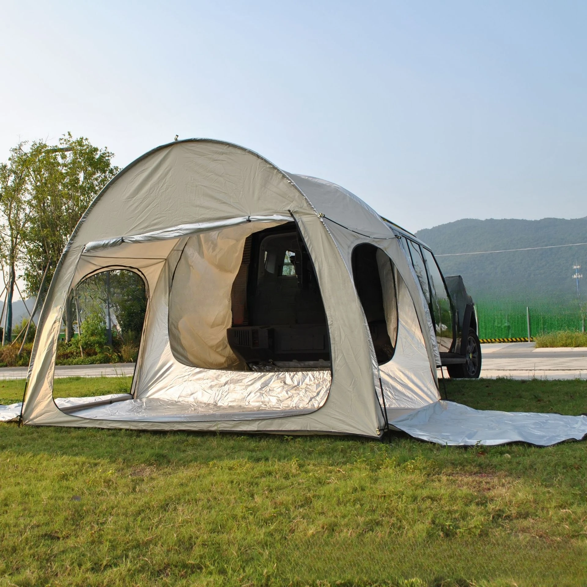 

Add rain cover multi-functional SUV tent, rainstorm-proof tail tent, double-layer car rear tent